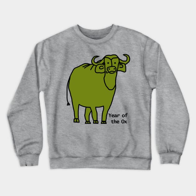 Year of the Ox Green Crewneck Sweatshirt by ellenhenryart